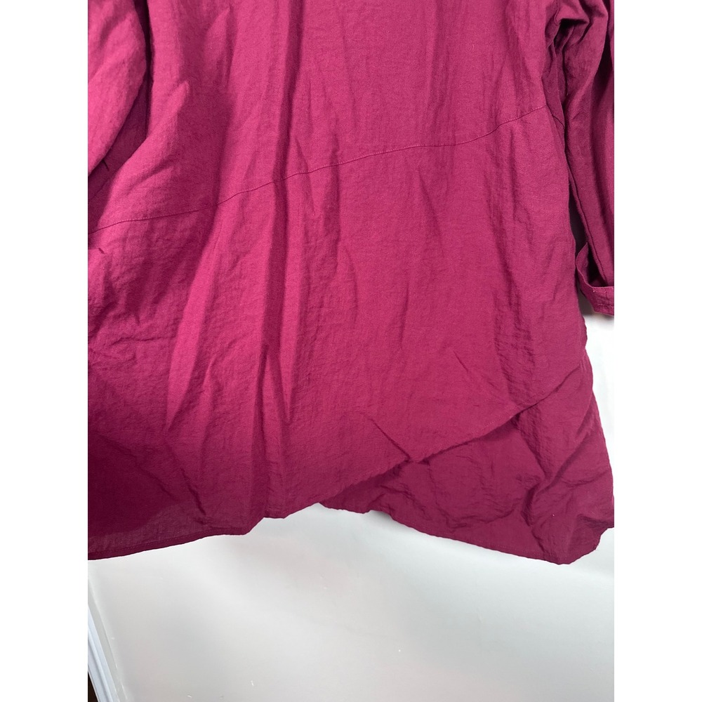 John Mark Button Down Tunic Women XL Burgundy Lagenlook Boho Earthy Granola - Picture 5 of 8